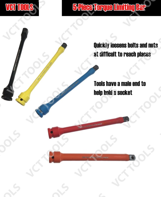 5pc Torque Limiting Extension Bar Set 65, 80, 100, 120, 140 ft-lb 1/2 in. Drive gallery