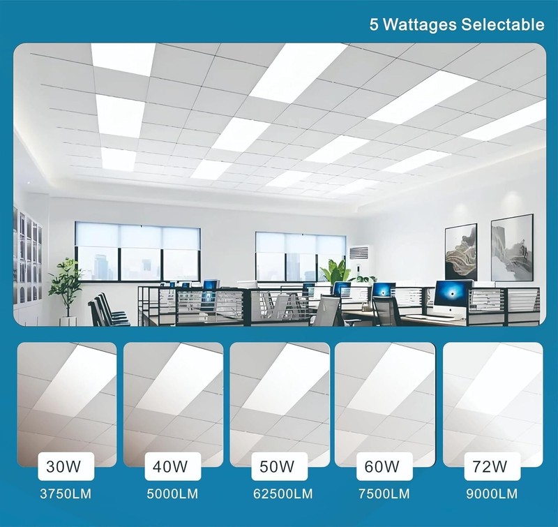 2x4 Flat LED Panel Light 30-72W Office Ceiling Lights Dimmable 0-10V 100-277V gallery