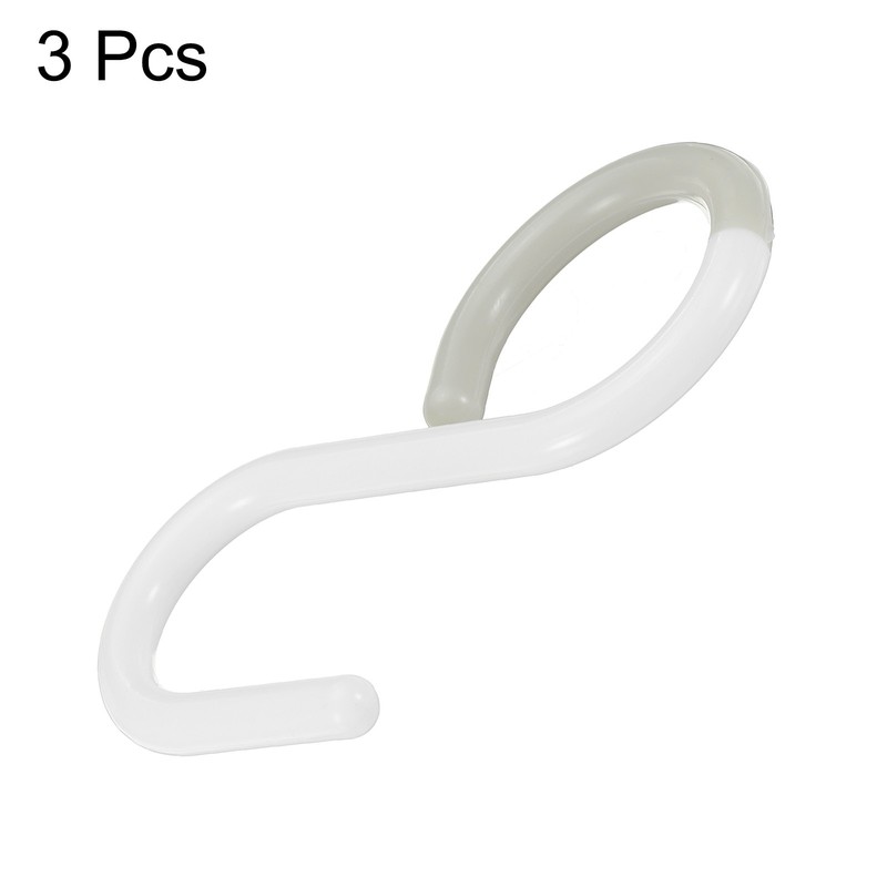 3pcs S Hooks 3.5" Plastic Hanging S Shaped Hooks Large Closet Rod Hooks White gallery