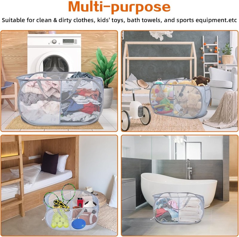 Sturdy Collapsible Laundry Baskets, Foldable Pop Up Laundry Hamper, Durable 2 gallery