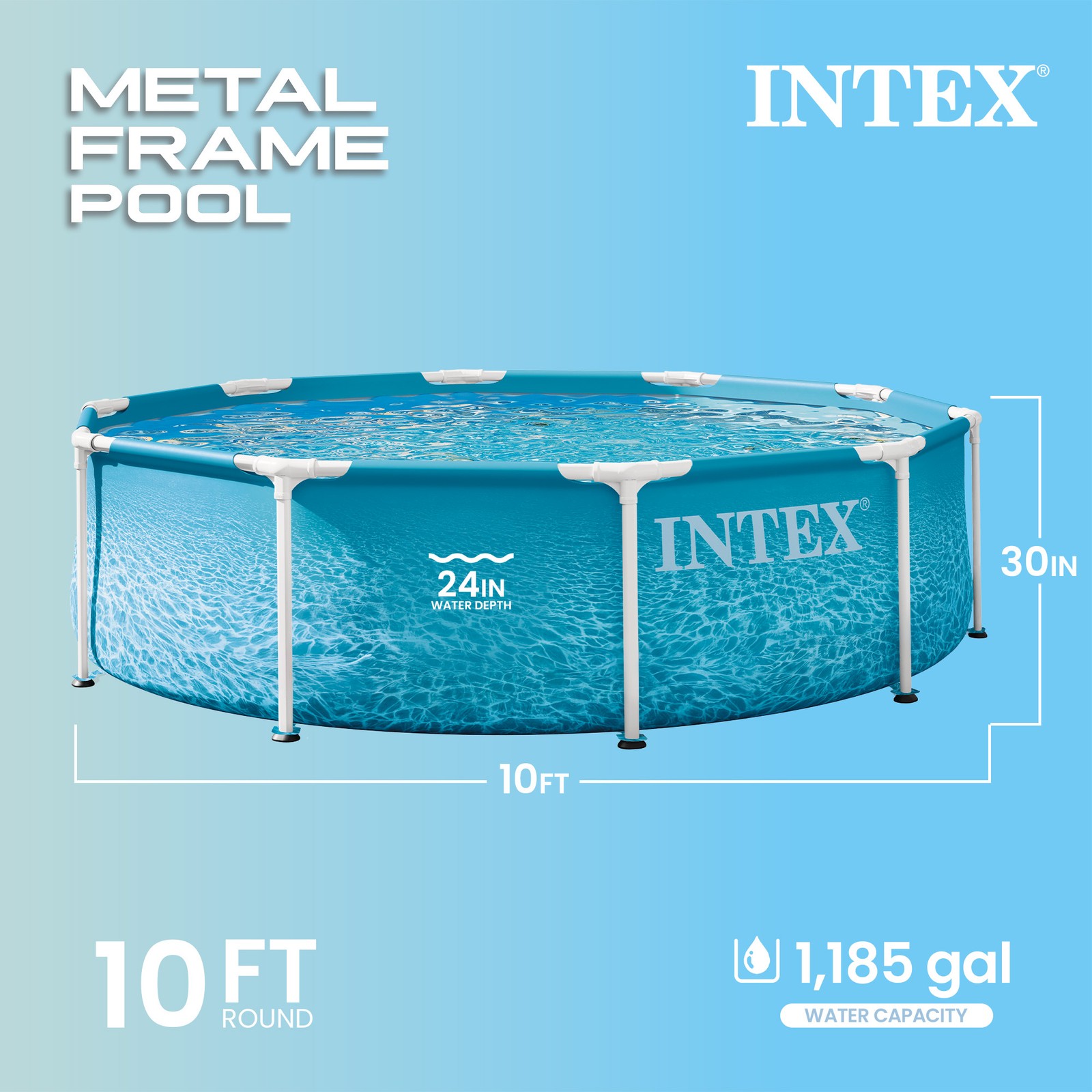INTEX 28206EP 10Ft X 30In Beachside Metal Frame Above Ground Pool, Pool Only gallery