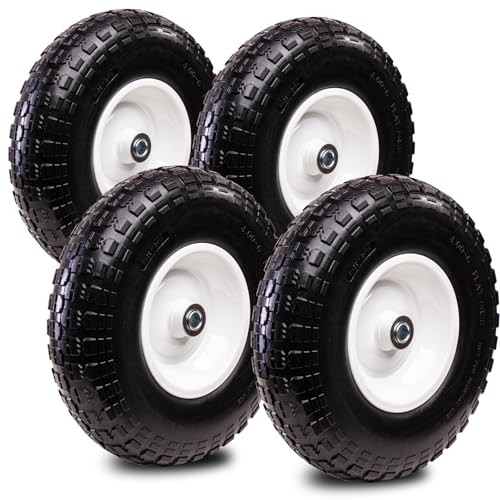 4 PCS 13 Inch Solid Flat Free Replacement Tires and Wheels 4.00-6 with 5/8'' gallery