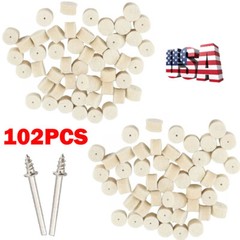 (102pcs) Wool Felt Polishing Buffing Pad 13mm + 2pc Shank For Grinding Wheel US