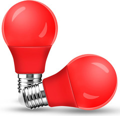 2 Pack A15 LED Red Light Bulb, 5W Equivalent, E26 Base, Nightlight & Party Decor