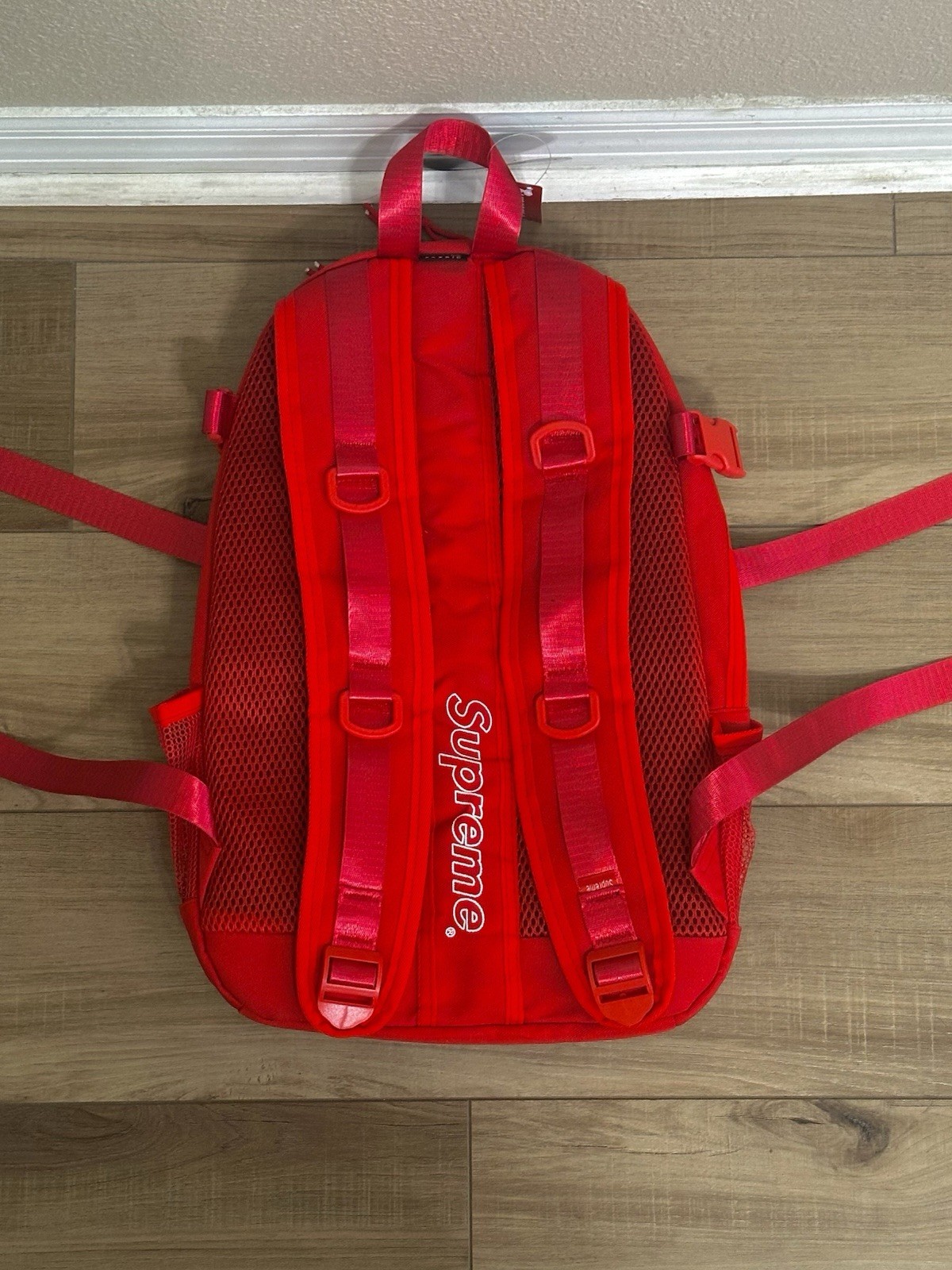 Red supreme backpack  5