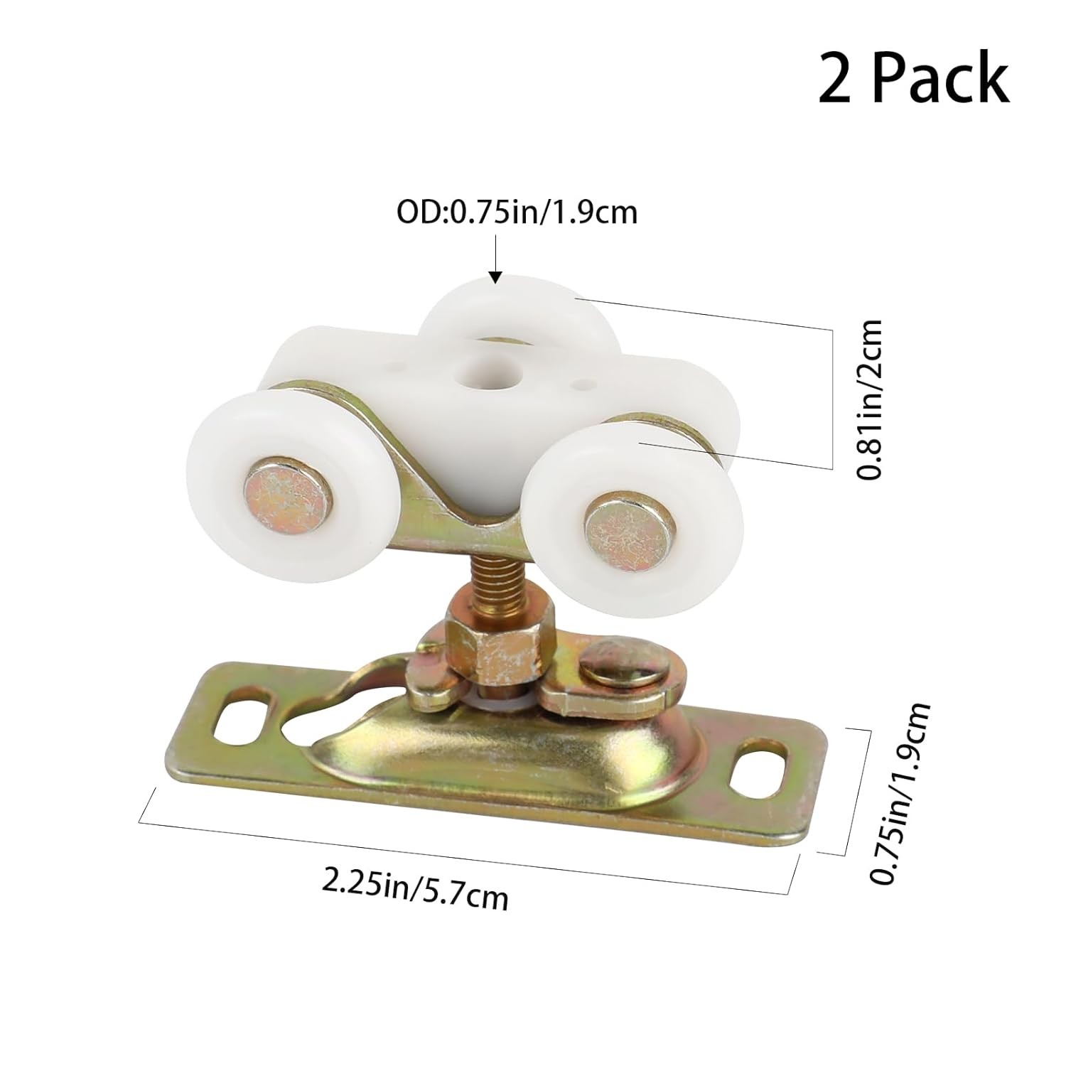 2 Pcs 3/4 Inch Sliding Pocket Door Rollers Assembly,Sliding Door Wheels Replacem gallery