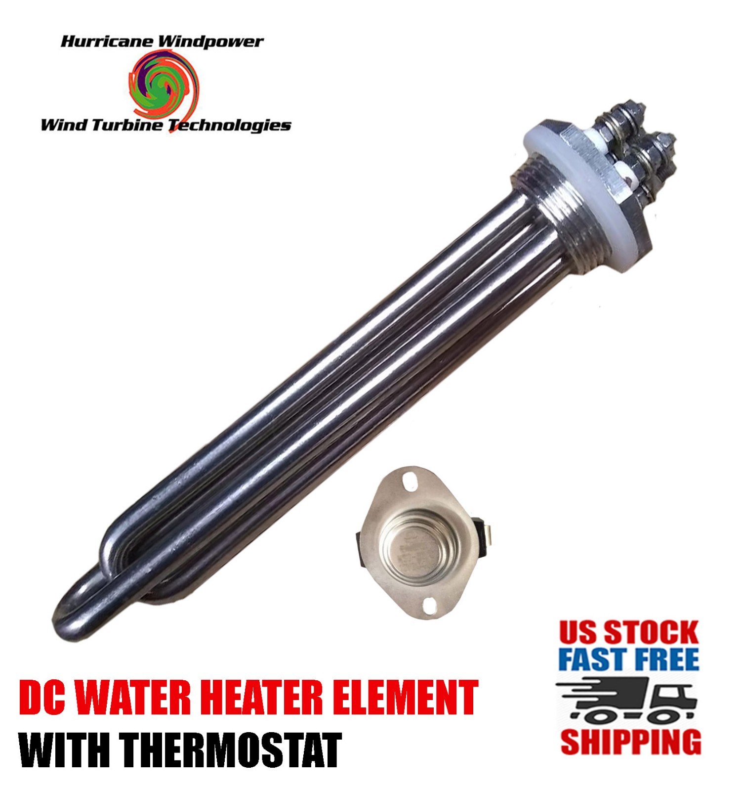 DC Water Heater Element 12 Volt 300 Watt with Thermostat 140 Degrees F gallery
