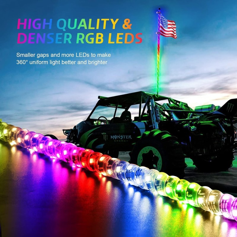 2 Pack 4FT Whip Lights with Spring Base,LED Whip Light with App & Remote Control gallery