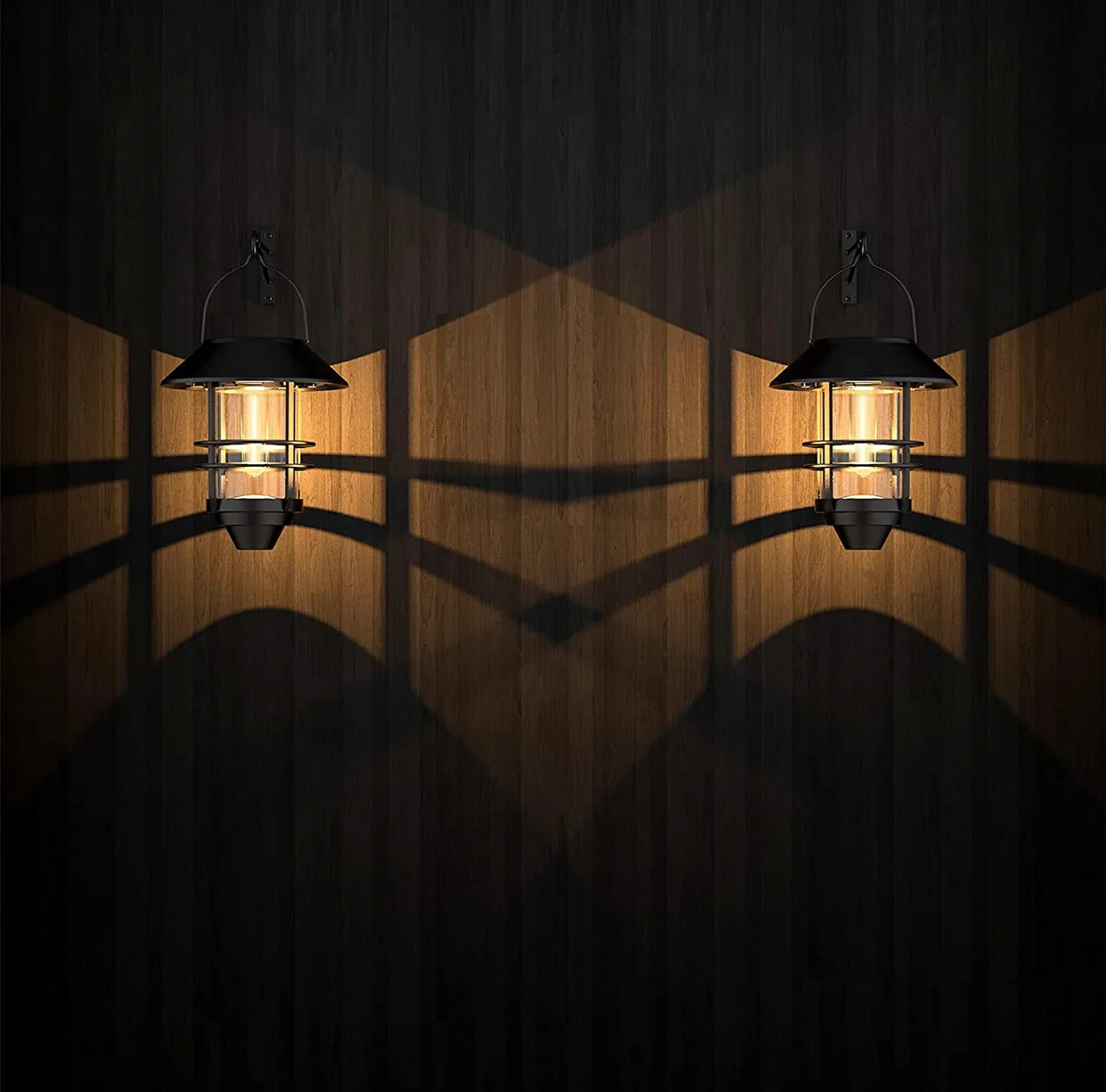 2 Pack Security Solar Hanging Lanterns Outdoor, Solar Wall Lights Outdoor, Solar gallery