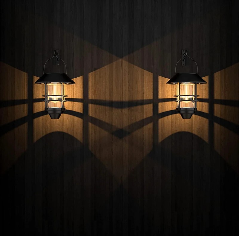 2 Pack Security Solar Hanging Lanterns Outdoor, Solar Wall Lights Outdoor, Solar gallery