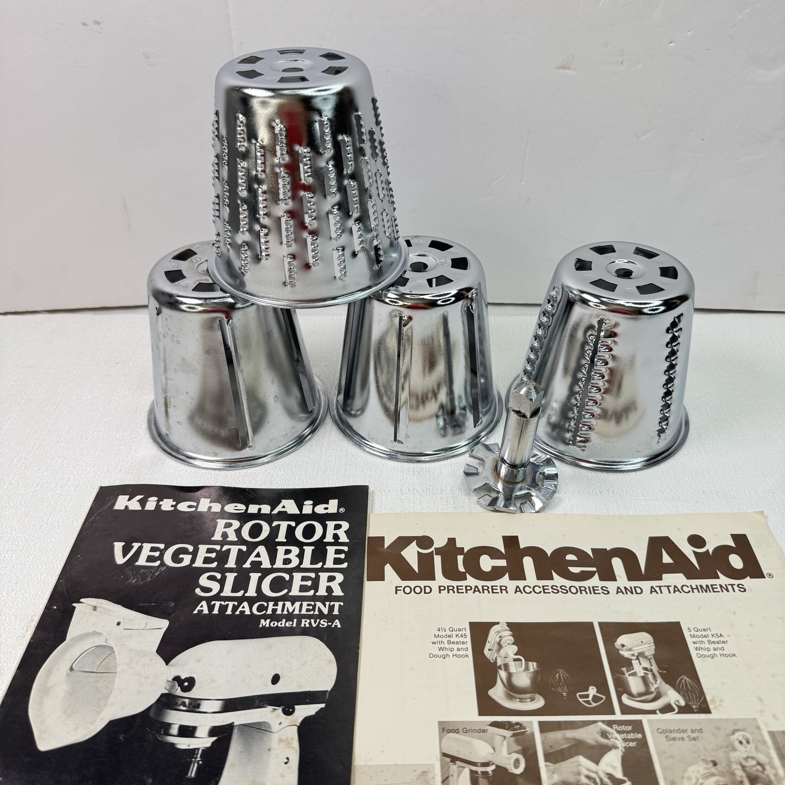 Vintage KitchenAid Blender RVS-A Rotor Vegetable Slicer Cones Shaft & Papers gallery