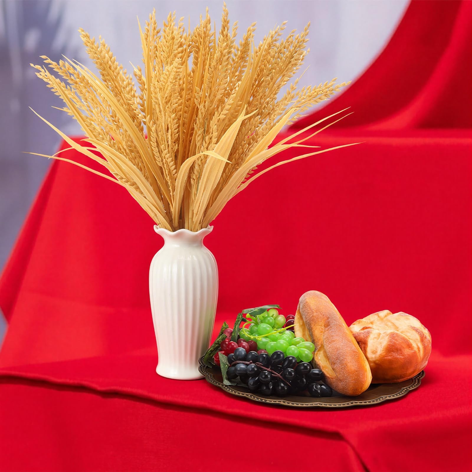 Holy Communion Table Decoration Fake Bread Grape Wheat Stalk Church Decor Set gallery