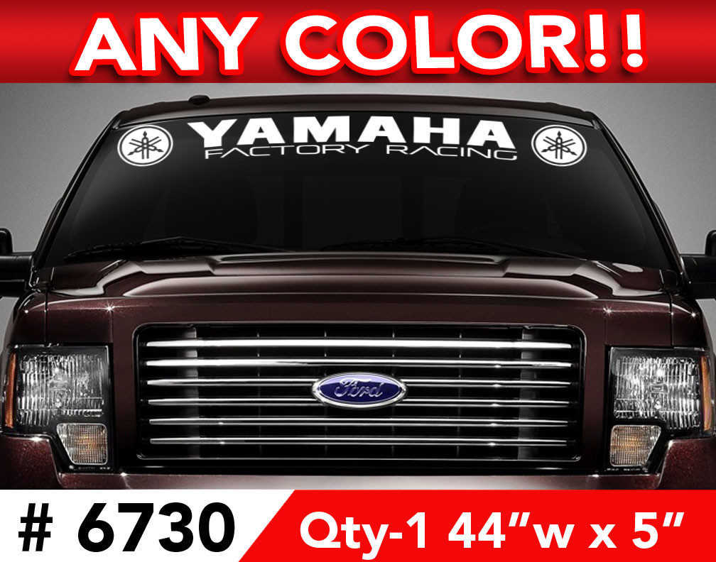 YAMAHA SOLID LOGOS w-Factory Racing WINDSHIELD DECAL STICKER 44"w x 5"h gallery