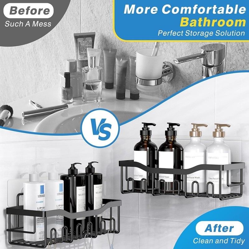 5-Pack Rustproof Stainless Steel Shower Caddy Set– No Drill Adhesive Bathroom... gallery