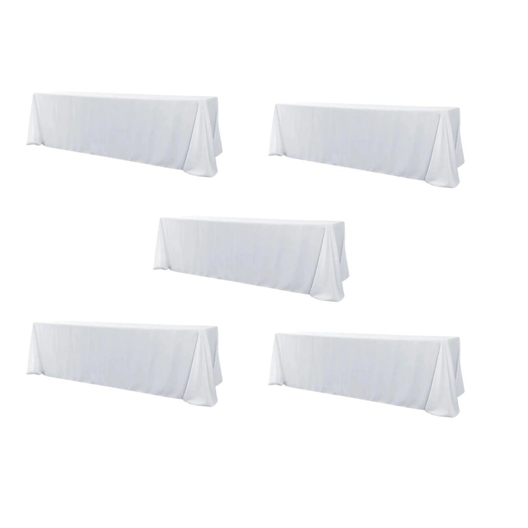 5-Pack White Polyester Rectangle Tablecloth 190gsm 90" x 156" by Chivari gallery