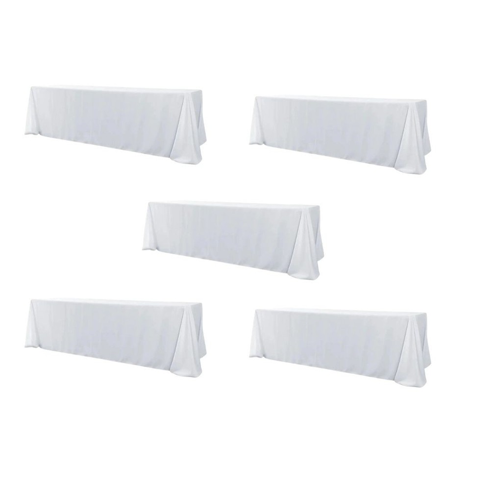 5-Pack White Polyester Rectangle Tablecloth 190gsm 90" x 156" by Chivari