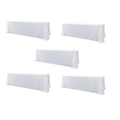 5-Pack White Polyester Rectangle Tablecloth 190gsm 90″ x 156″ by Chivari