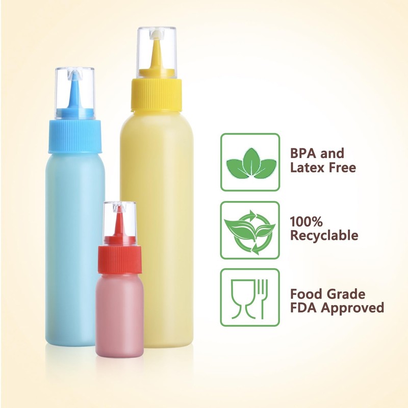 Cookie Icing Bottles, 6 Squeeze Applicator Bottles, 2 each (1, 2 and 4 ounces... gallery