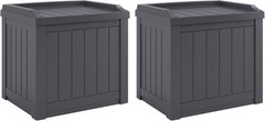 2 Pack Small Deck Box Storage w/Bench Seat for Indoor & Outdoor Use 22 Gal.