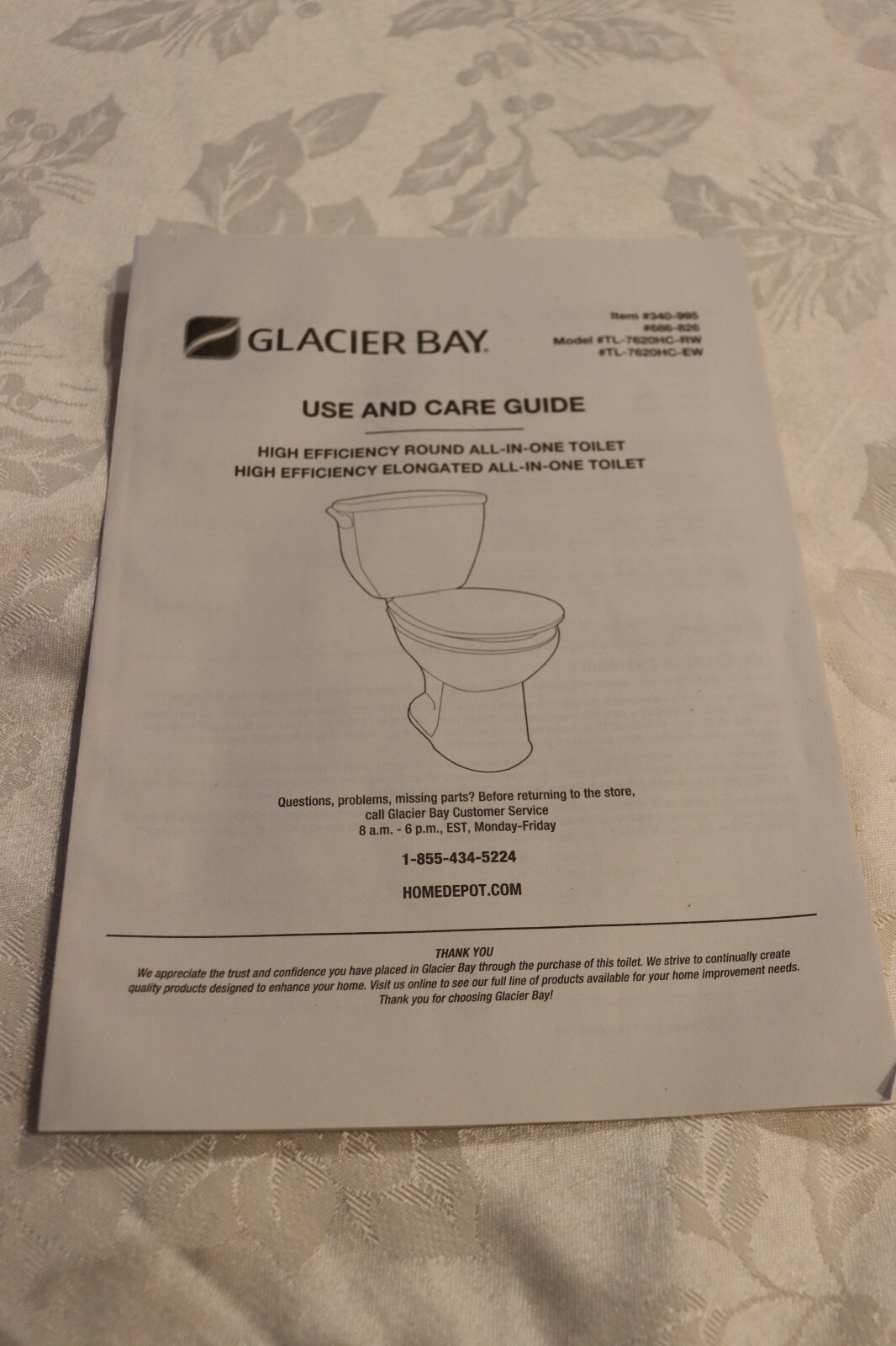Glacier Bay Toilet Installation Use & Care Guide OEM User's Owners Manual 340995 gallery