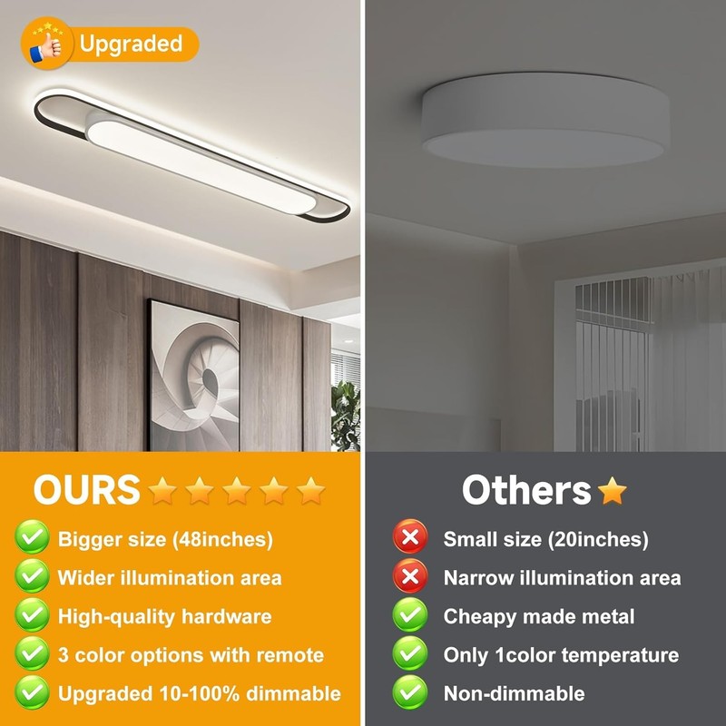 4Ft Modern Smart LED Linear Ceiling Lights Dimmable LED Ceiling Lamp with (48") gallery