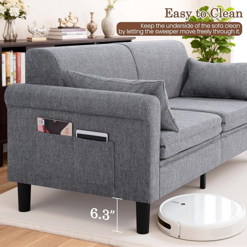 Sofa Bed Sleeper Convertible Pull-Out Bed Couch with Storage Pockets & 2 Pillows gallery
