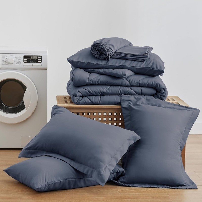 Full Comforter Set Navy Blue - Stylish 7-Piece Bedding for -Round Comfort gallery