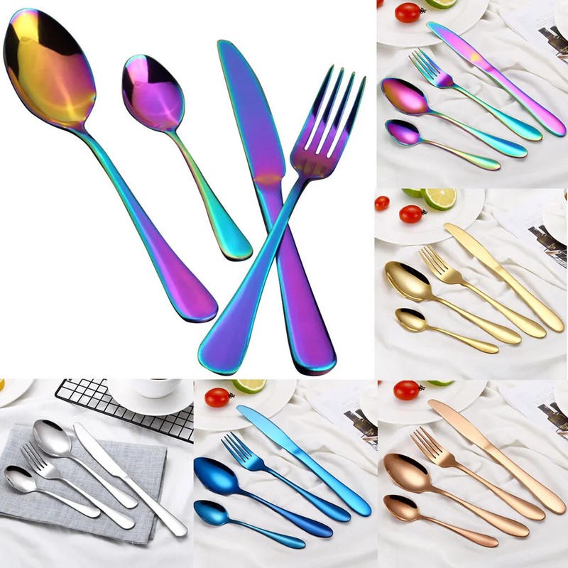 4pcs Silverware Set Flatware Cutlery Sets Stainless Steel Knife Fork Spoon US gallery