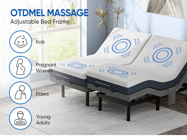 Split King Adjustable Bed Frame with Massage Power Base Remote USB for Recovery gallery