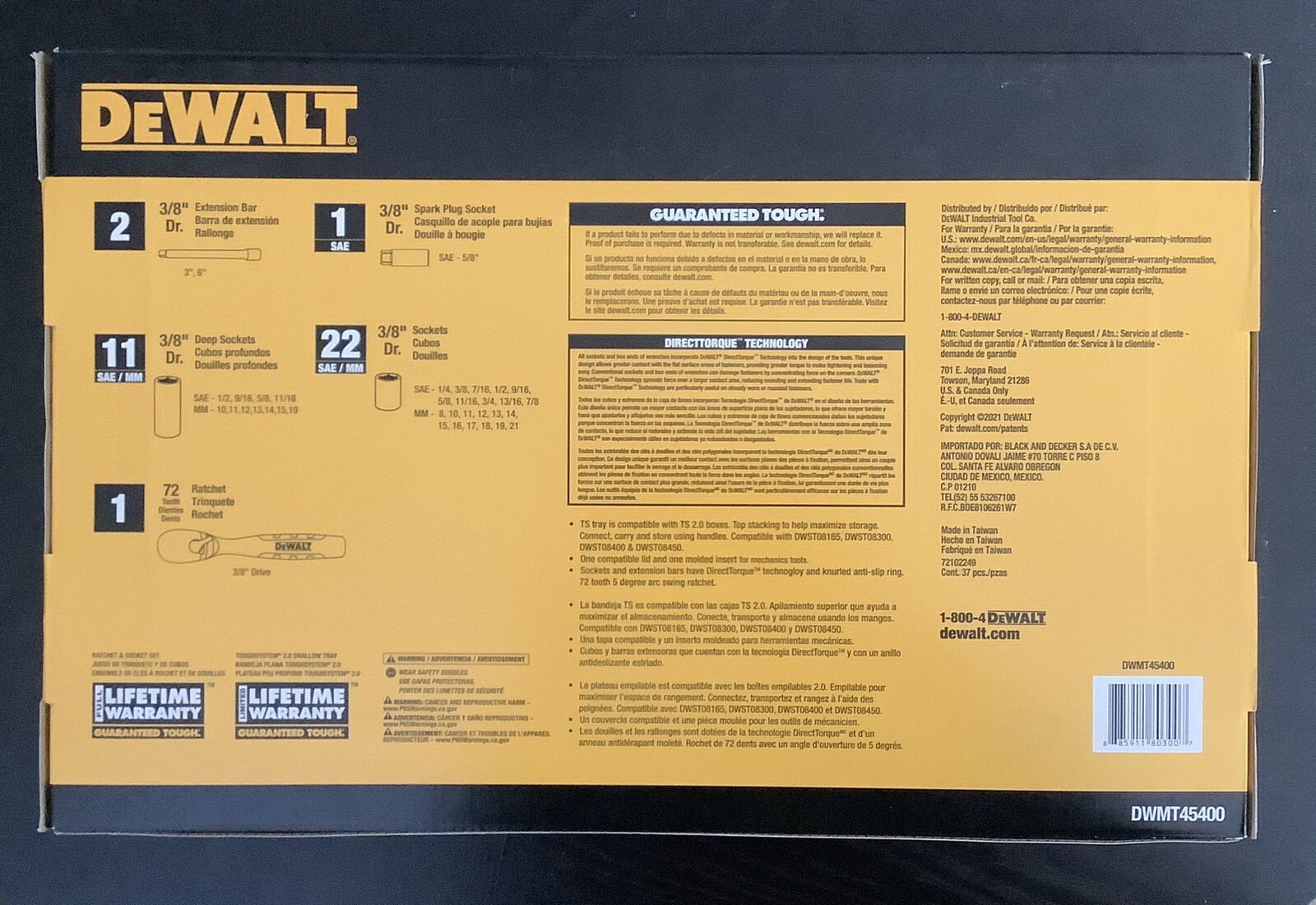 DEWALT DWMT45400 3/8 in. Drive Socket Set with Toughsystem Tray (37-Piece) gallery