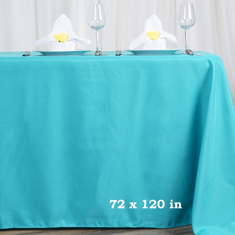TURQUOISE 72x120 RECTANGLE POLYESTER TABLECLOTH for wedding shower reception gallery
