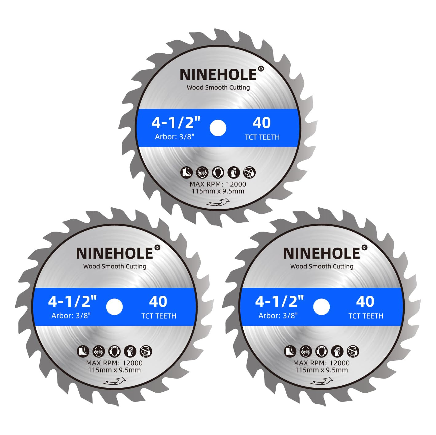 3pack 4 1/2 Inch Circular Saw Blade 40T with 3/8-Inch Arbor, TCT Carbide Tipped gallery
