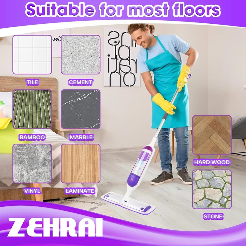 6 Pack Reusable Microfiber Mop Pads for Swiffer PowerMop, 13-16 Inch Spray Mop R gallery