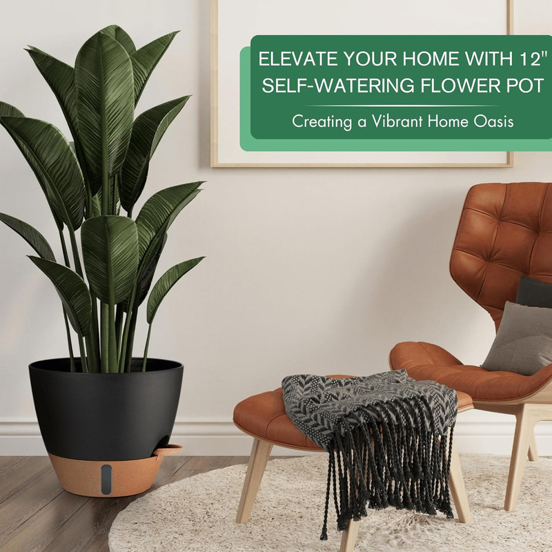 12/10/8 Inch Self Watering Pots for Indoor Plastic Large Plant Pot for Outdoor gallery
