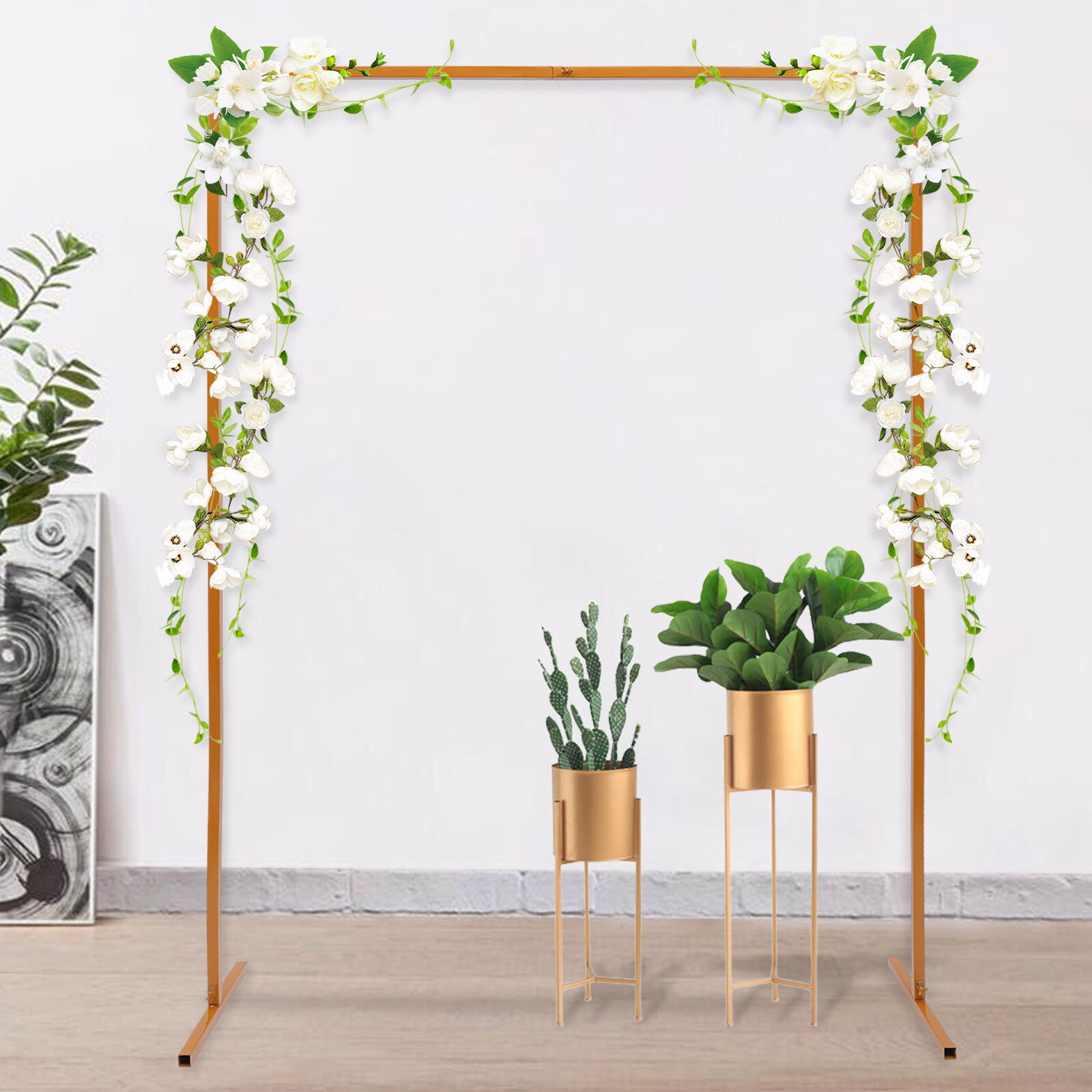 Wedding Arch Rack Rectangular Flower Decor Frame Stand Gold Metal Party Backdrop gallery