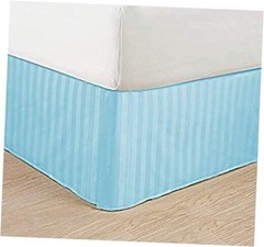 Wrinkle Free – 1500 Thread Count Egyptian Quality Stripe Bed Skirt – Full Aqua
