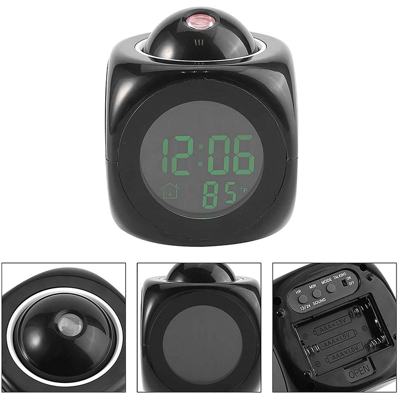 LED Projection Alarm Clock Digital LCD Display Voice Talking Weather Snooze USB gallery