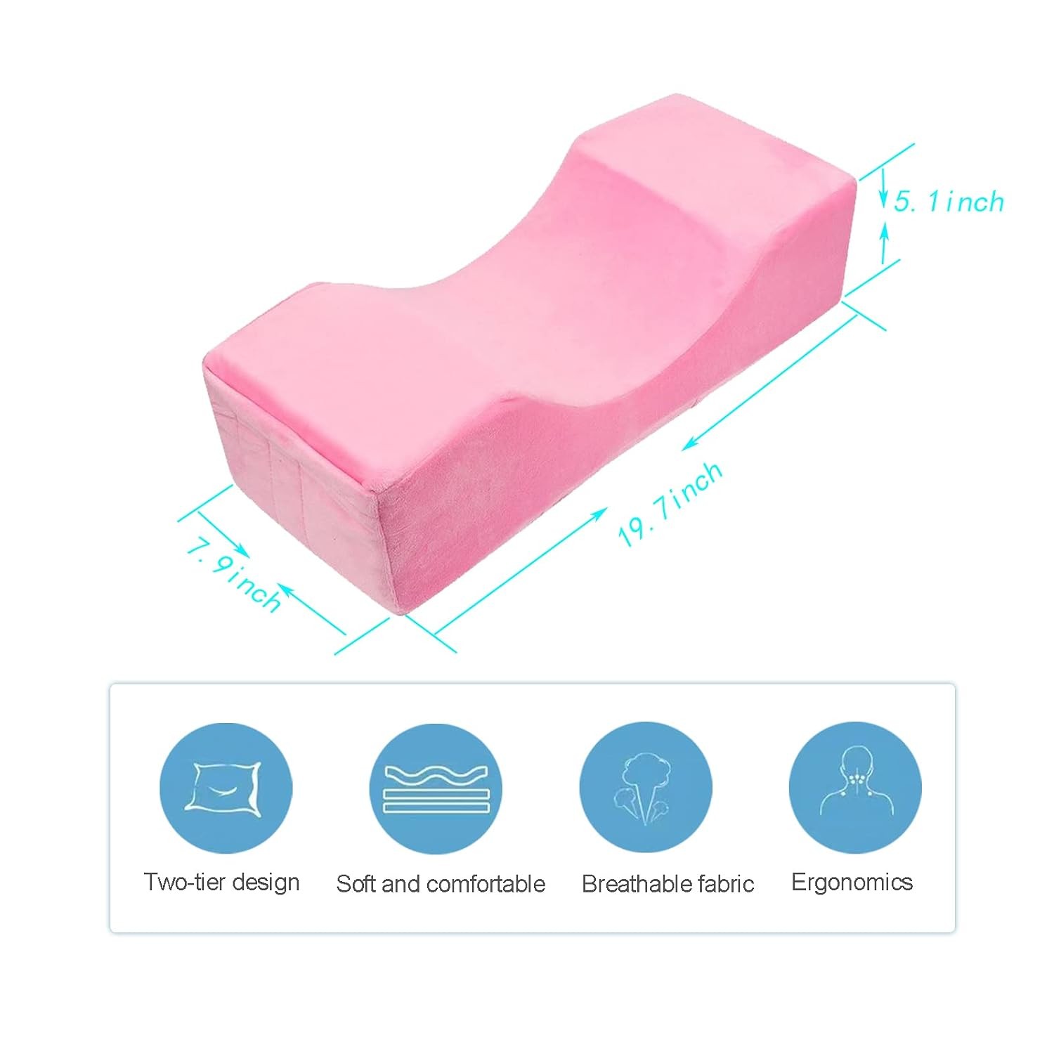 Eyelash Extension Memory Foam Neck Pillow Sleep Support Removable Pink Velvet... gallery