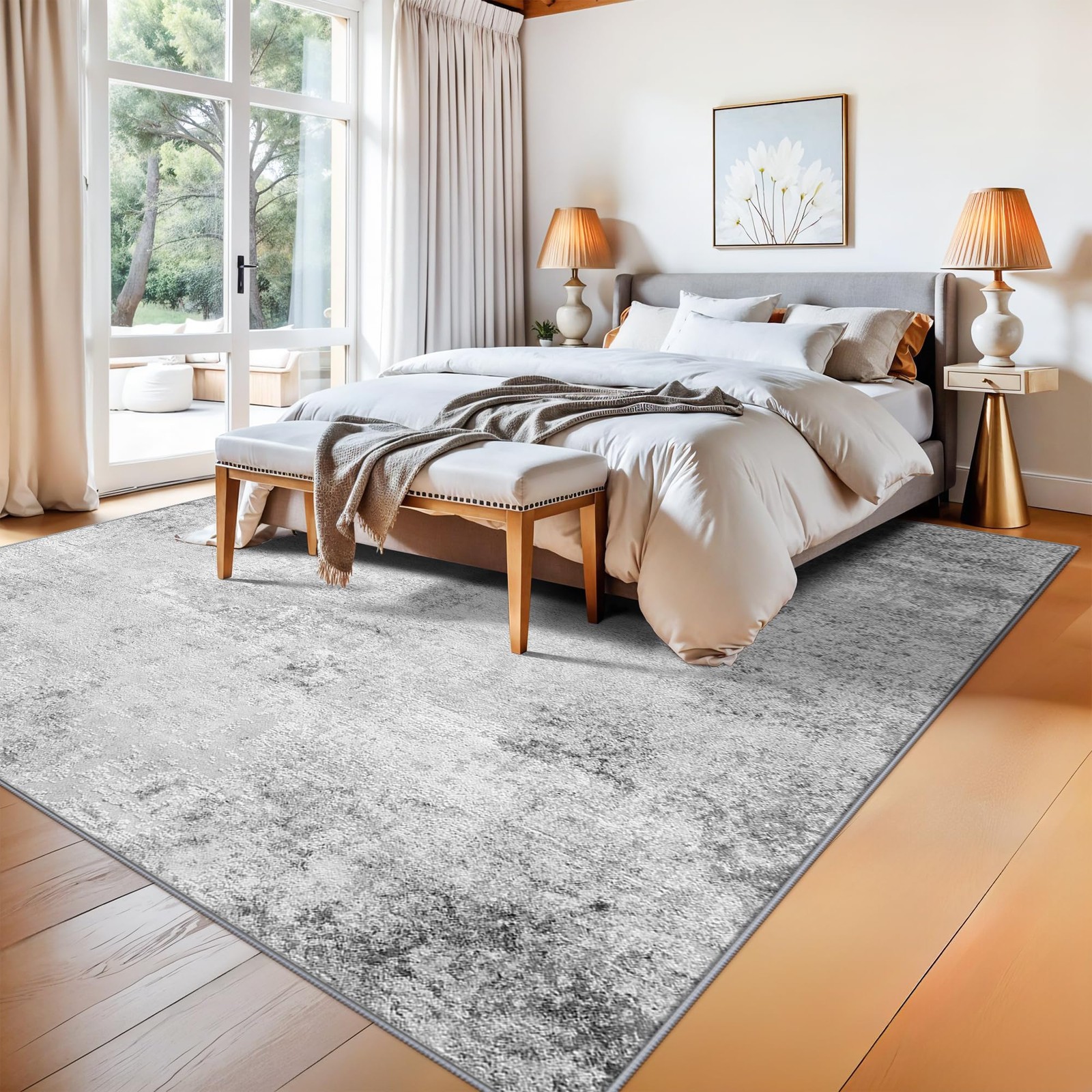 Area Rug 10ft x Square Non Slip Washable Grey RUUGME Abstract 10x10 Rugs Carpet gallery