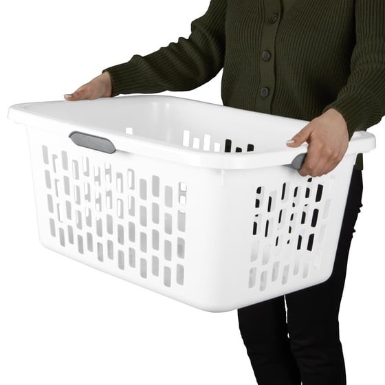 Sterilite 2 Bushel Large Plastic Laundry Basket 4 Comfort Grip Handles, White gallery