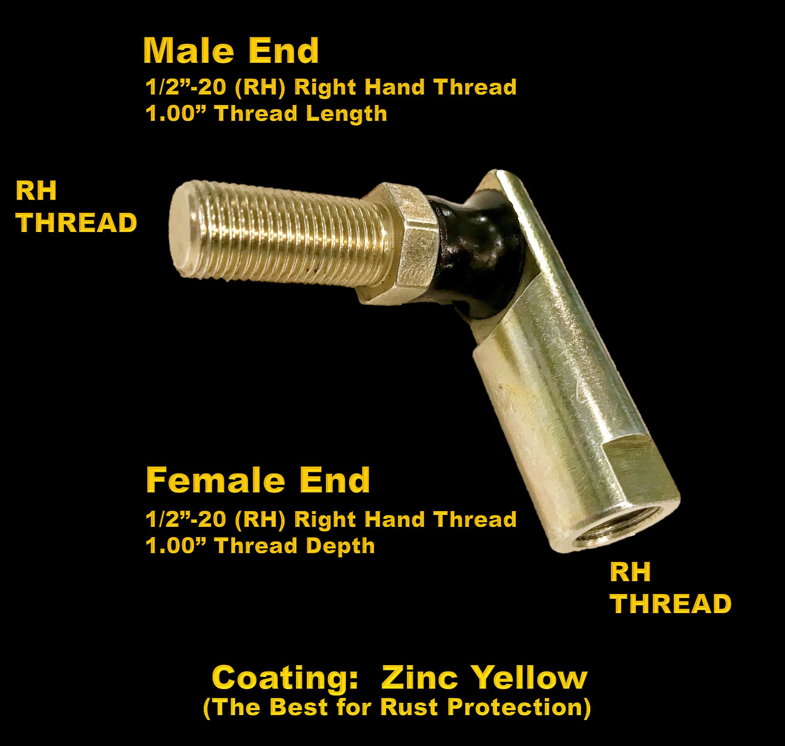 (2 Pack) 1/2"-20 RH Thread Ball Joint Tie Rod End -NEW TOUGH JOINT 4130 UPGRADE gallery