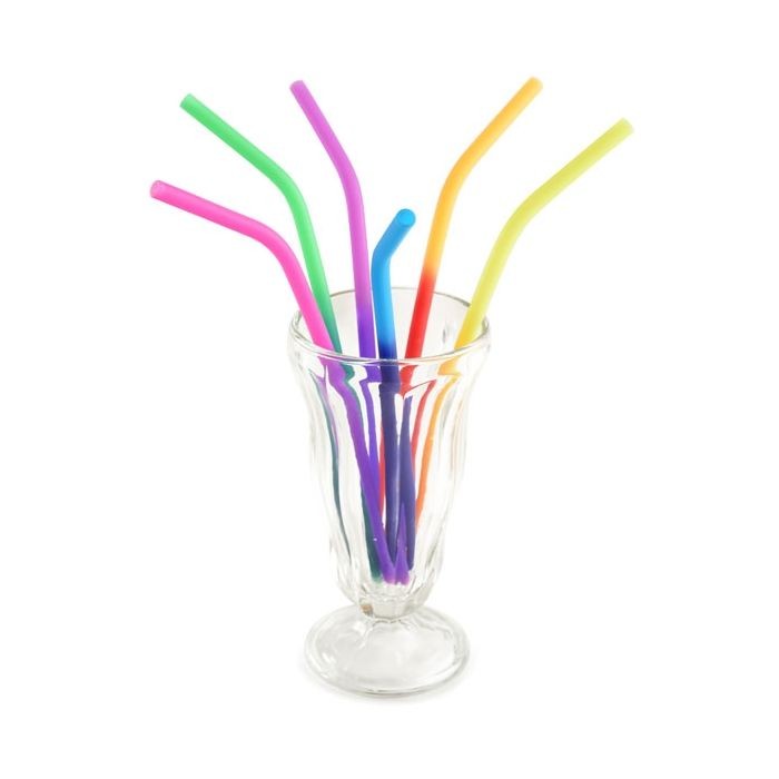 Norpro Silicone Reusable Color Changing Straws with Cleaning Brush, Set of 6 gallery
