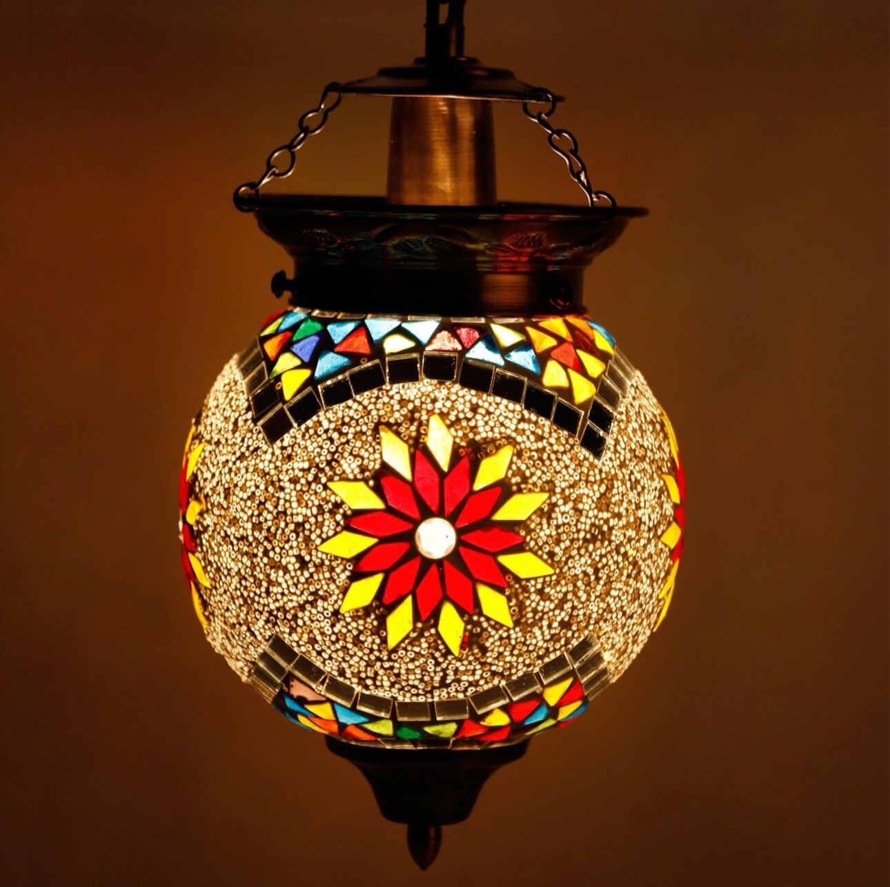 Turkish Mosaic Pendant Lamp Hanging Light Moroccan with flower pattern gallery