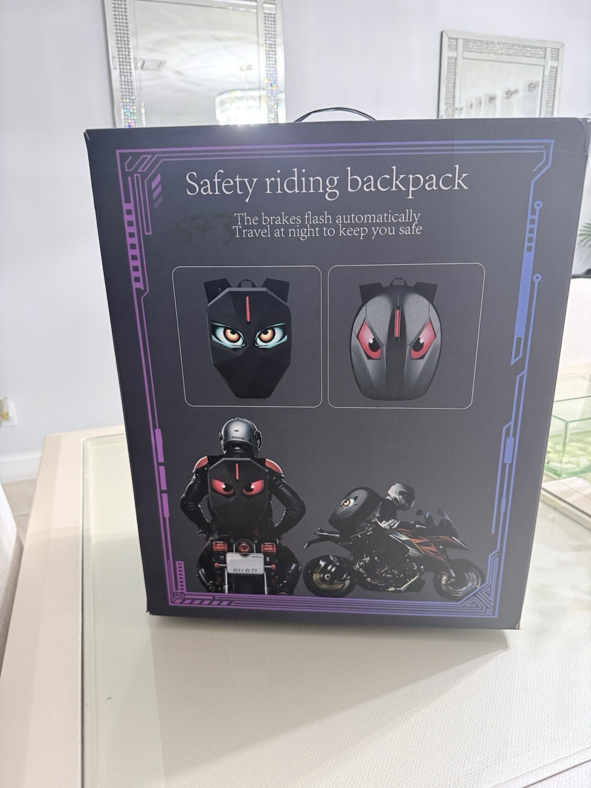 LED Motorcycle Backpack with a DIY Fully Programmable Screen Move Eye Helmet Bag
