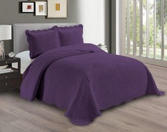 Embossed Coverlet Bedspread Set Oversized Solid Purple King/california King Bed