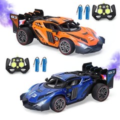 2 Pack Remote Control Drift Car With Spray and Light,2.4GHZ 4WD Off Road Toy Car