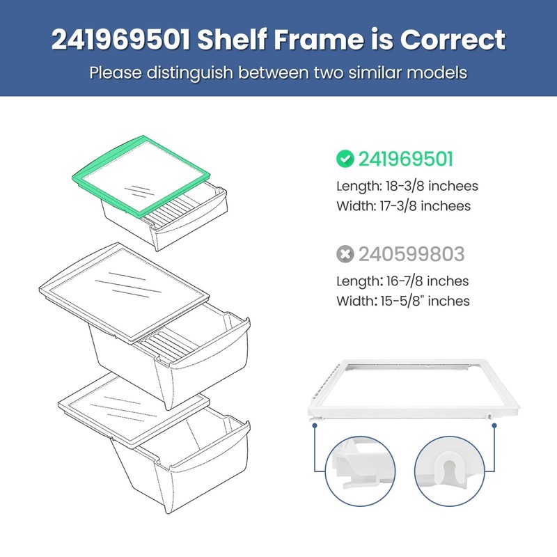 Refrigerator Shelf Frame Replacement - Thick ABS Food-Grade for Fridge Models gallery