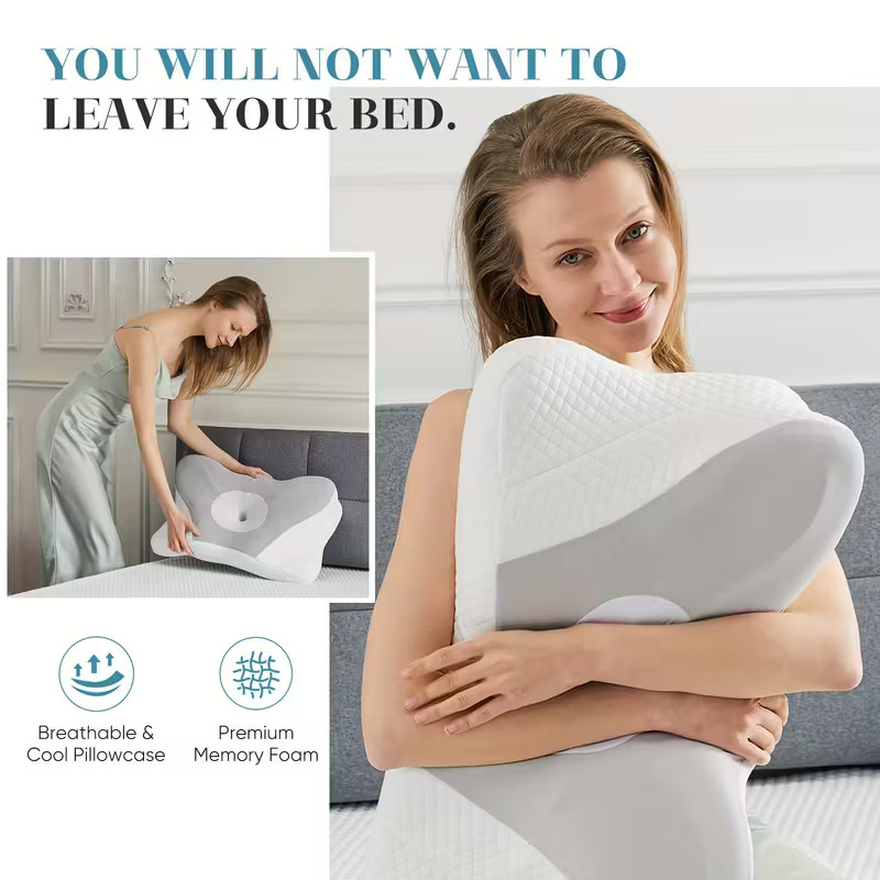 Memory Foam Bed Pillow For Side Back Stomach Sleeper Neck Pillow Cooling Case gallery