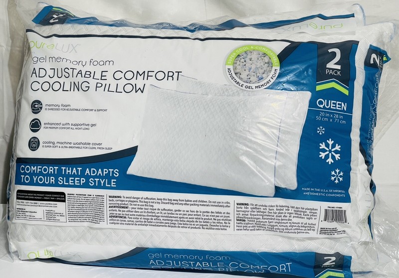 PureLUX Gel Memory Foam Adjustable Comfort Pillow Queen 2 Pack gallery
