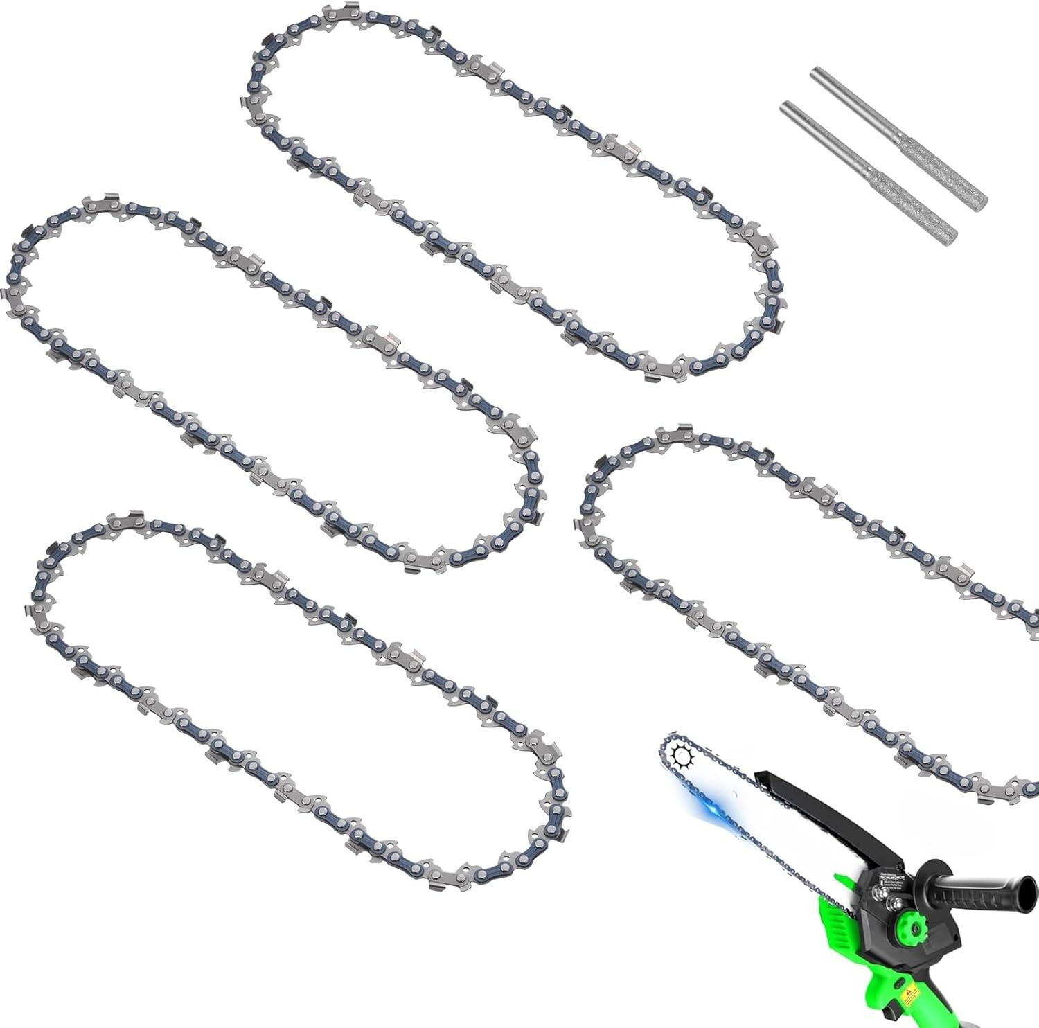 4 Pack 8 Inch Chainsaw Chain, 3/8" LP Pitch, 33 DriveLinks, 050" Gauge, with ... gallery